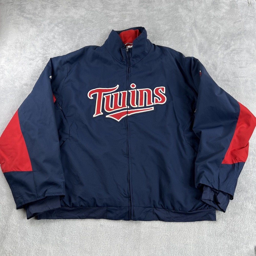 Majestic Authentic Minnesota Twins Dugout Jacket Mens 2XL Navy Red MLB Full Zip